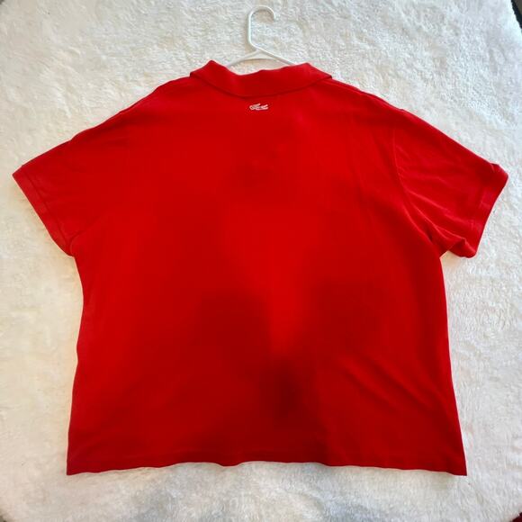 Lacoste Men's Collared Short Sleeve Shirt Red Big Logo Polo Golf Shirt Size 4XL - Picture 3 of 7